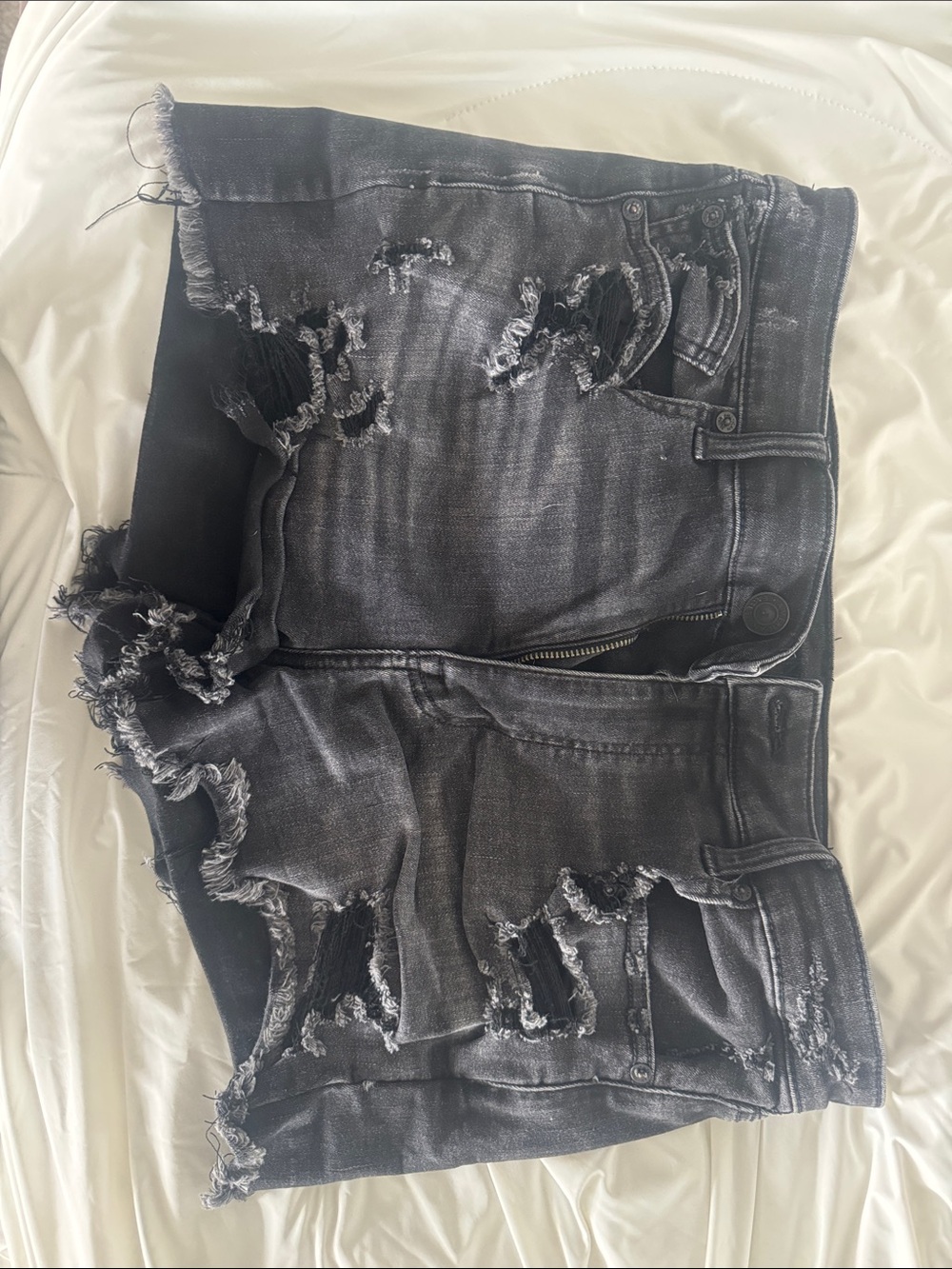 American Eagle Outfitters Distressed Black Denim Shorts